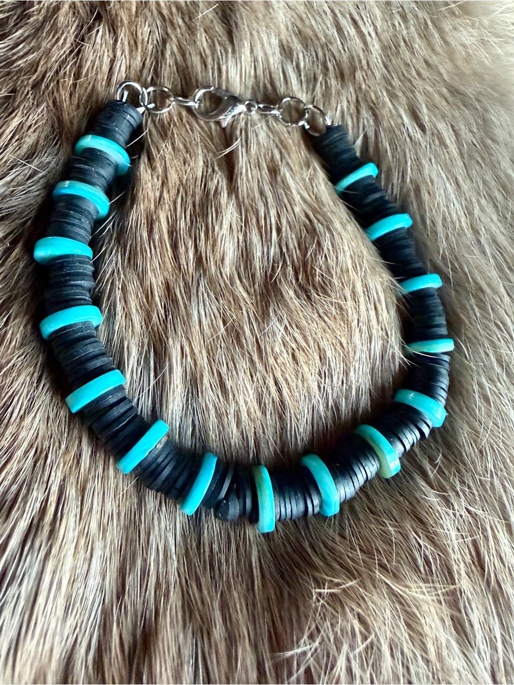 Turquoise and Black Heshi Bead Bracelet for Women — Stylish Accent Bracelet